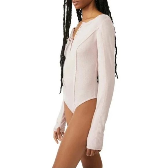 Free People Sloane Body Suit Long Sleeve Light Pink XS - Picture 5 of 5